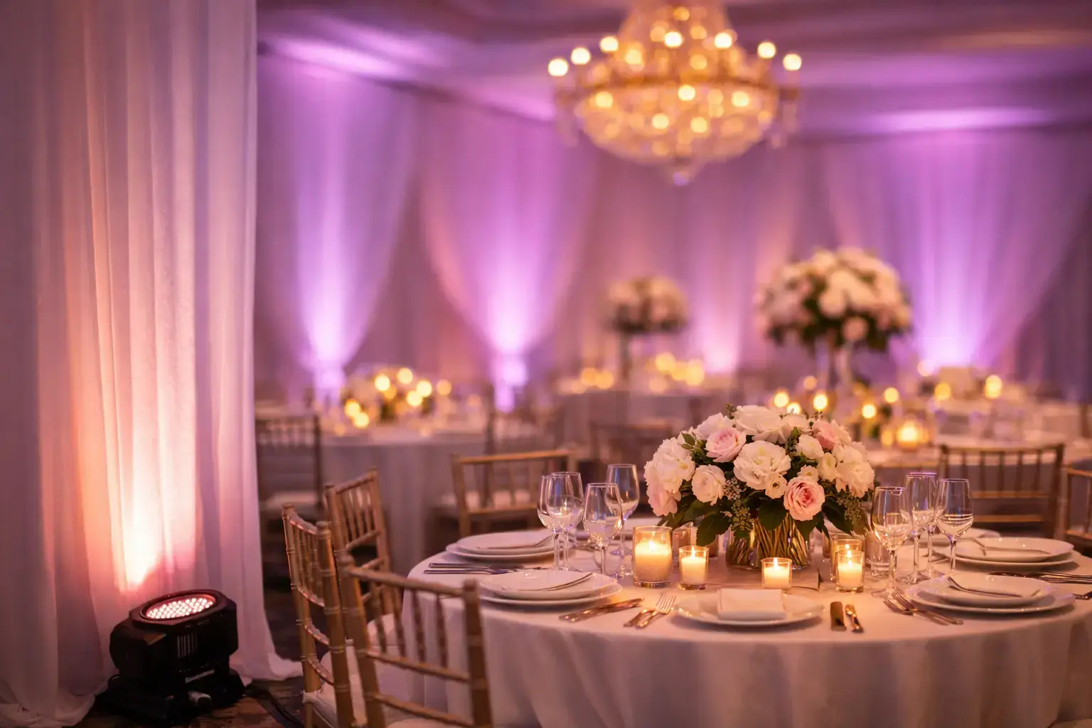 Uplighting for Wedding Reception Spaces