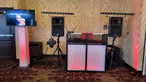 djs in maine with the equipments displayed at an event