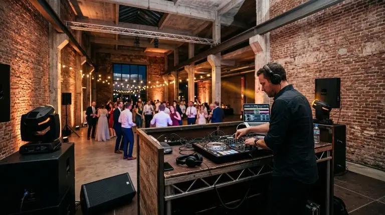 Best DJ setups for industrial and warehouse venue weddings