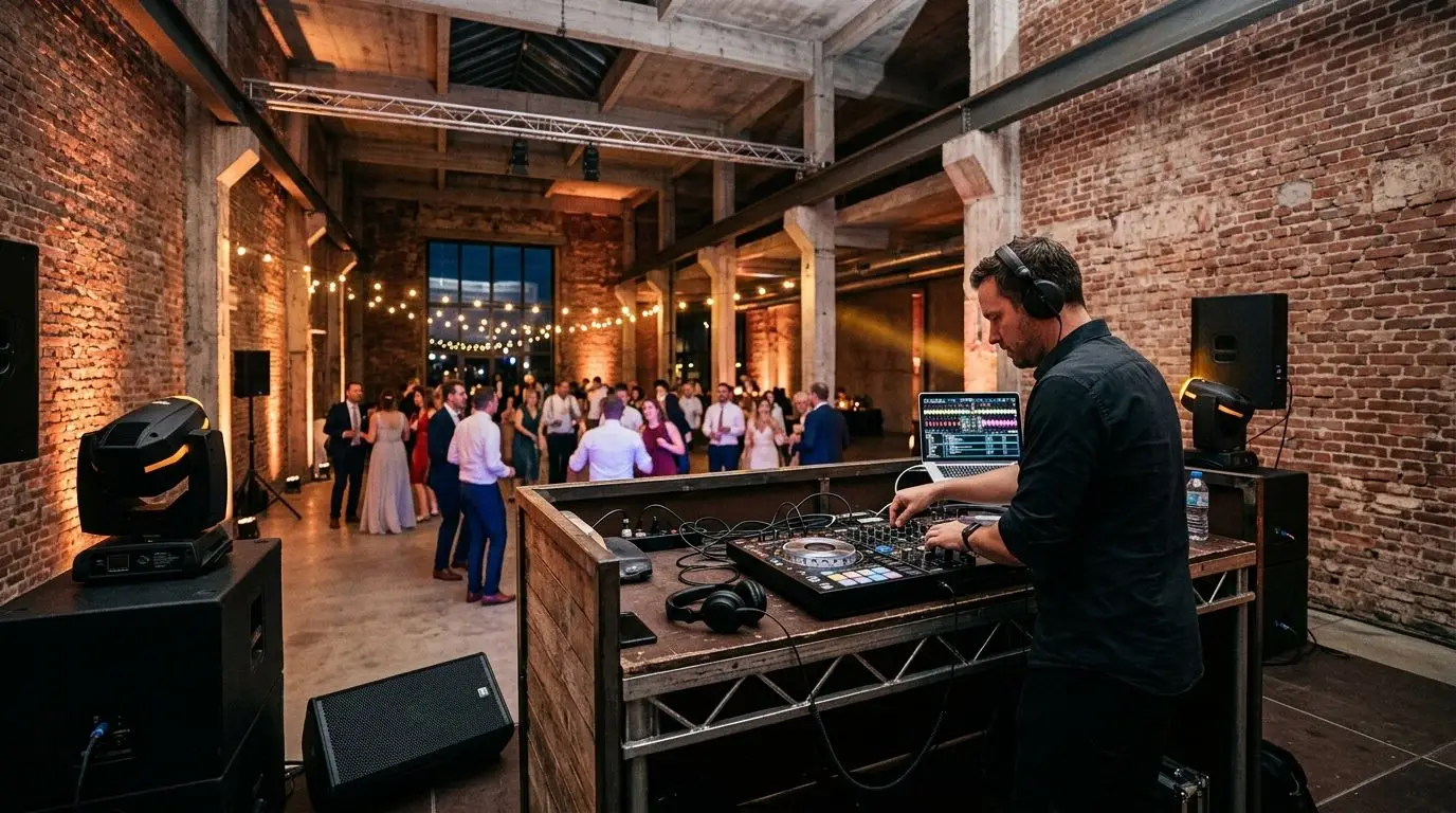 Best DJ setups for industrial and warehouse venue weddings