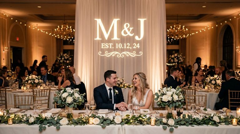 Best monogram gobo lighting ideas for wedding receptions