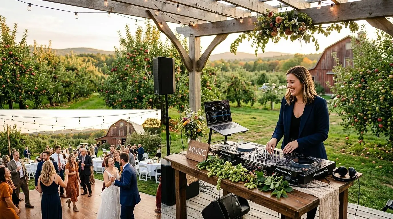 DJ for apple orchard wedding venues in Maine