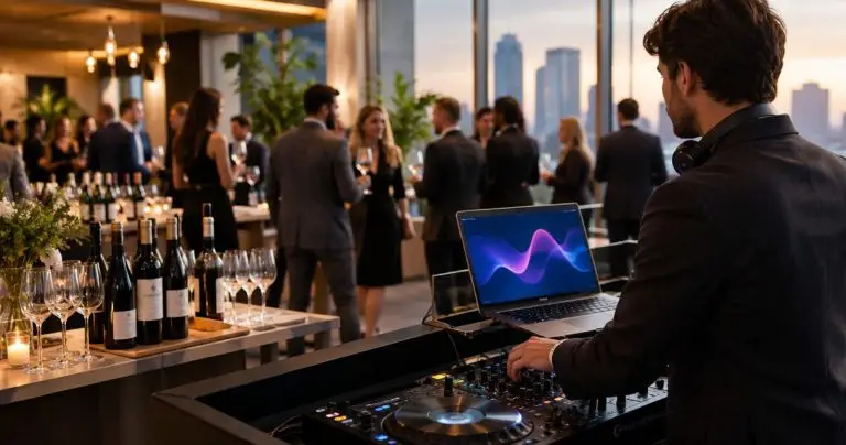 DJ for corporate wine tasting and mixer events