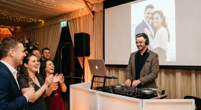 DJ for engagement photo reveal parties