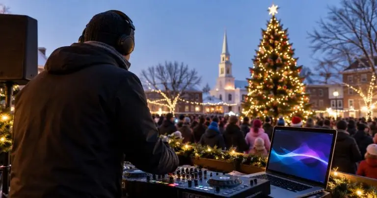 DJ for holiday tree lighting ceremonies in Maine towns
