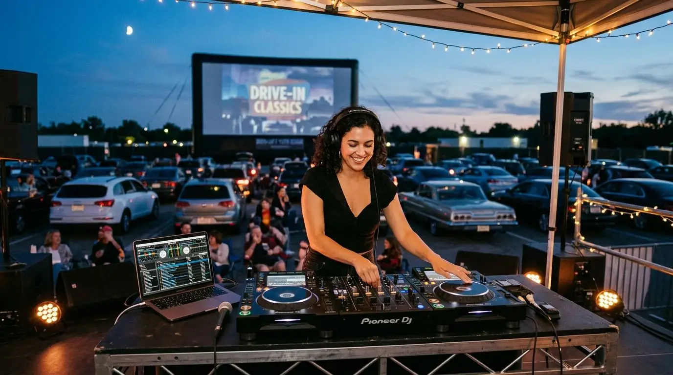 DJ for outdoor drive-in movie night events