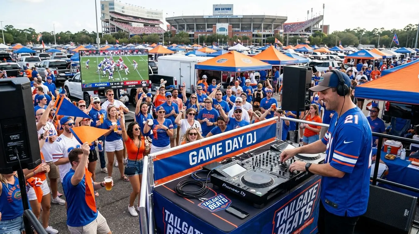 DJ for tailgate and game-day watch parties