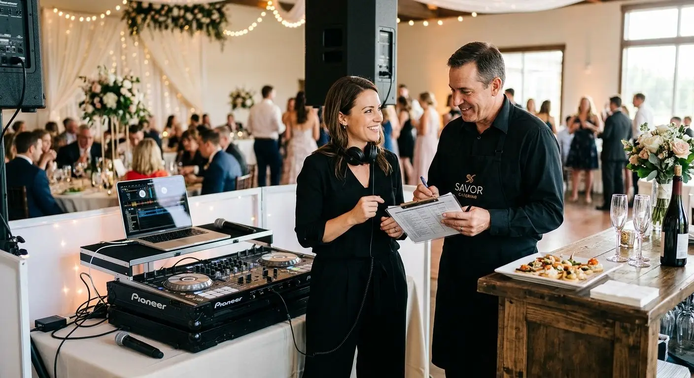 How to plan a smooth vendor handoff between your DJ and caterer