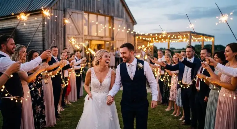 How to plan a wedding send-off exit with sparklers or lights